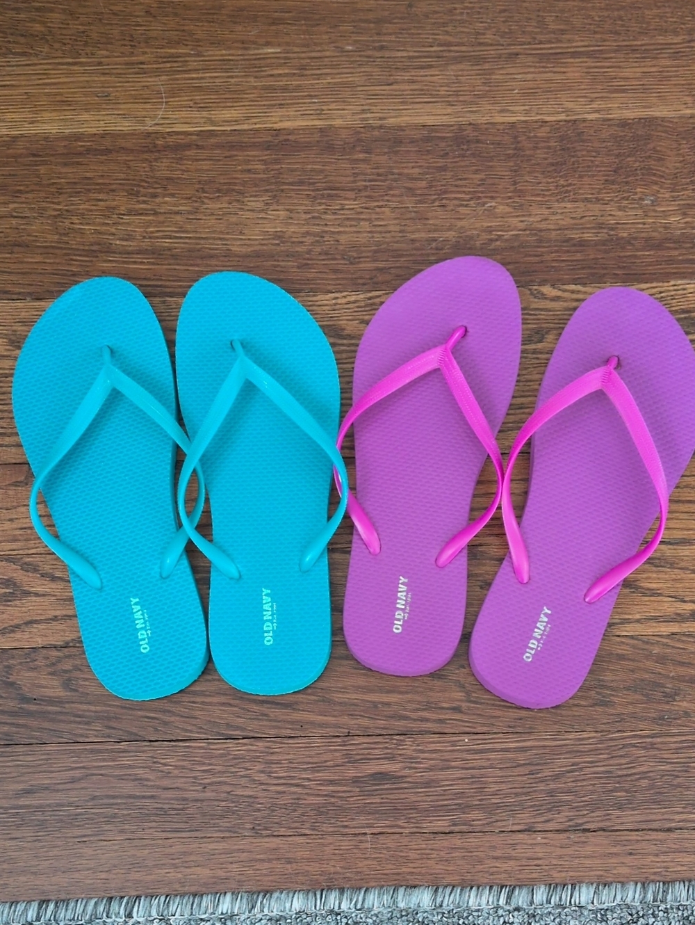 Old Navy Flip Flops in Teal and Bright Purple/Pink